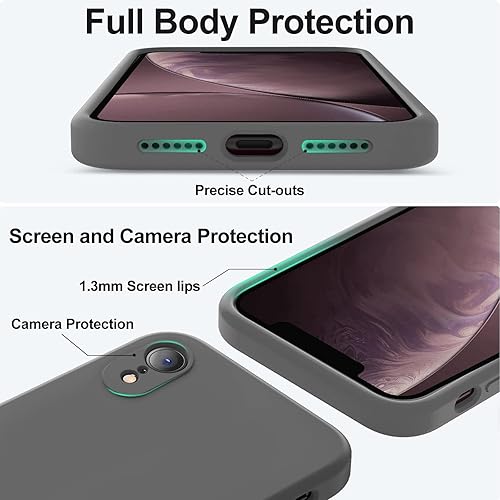 Miniatura 4 de Vooii Funda compatible con iPhone XR, silicona líquida mejorada con bordes planos, protección de cámara, forro de microfibra antiarañazos suave,