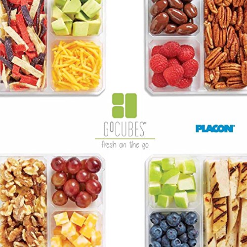 Placon Fresh‘n Clear Gocubes Set: 24 Oz Clear Plastic Container With 3-Compartment Black Insert Tray And Clear Lid, (50 Sets), Pet Material #TOP5