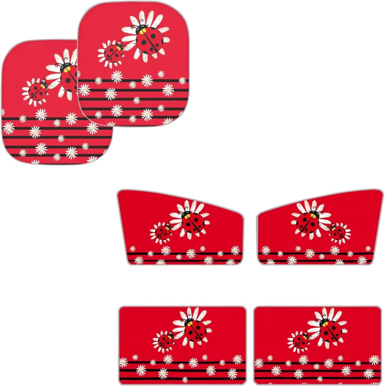 Cute Ladybug Automotive Windshield Sunshades 6 Pack Kids Side Window Curtain Protector Heat and UV Rays That Keeps Vehicle Cool Universal for Auto