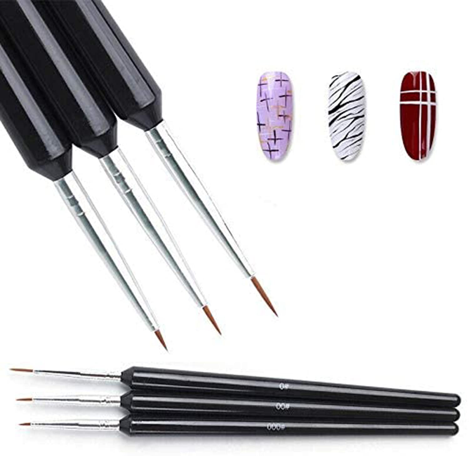 DELFINO Nail Art Pen, 3PCs Set, Tiny Liner Acrylic Nail Art Brush Pen Ultra Thin Liner Pens UV Gel Decoration Painting Drawing Pen