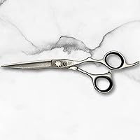 Vista 2 de Tijeras de corte de pelo hechas de acero japonés de Damasco, afiladas, duraderas, de larga duración, diseñadas para peluqueros y peluqueros