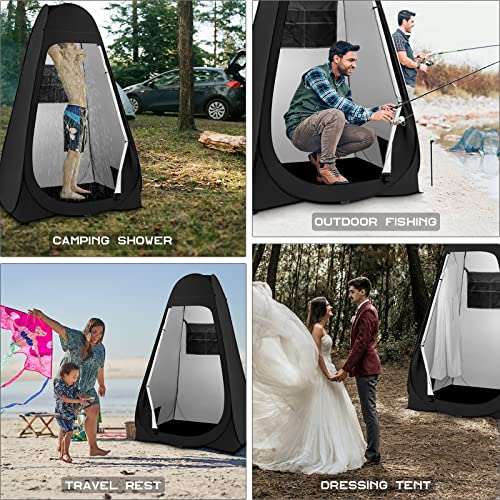 Image of BRIAN & DANY Pop Up Shower Tent, Portable Changing Tent with Rain Shelter & Windows, Privacy Tent for Camping, Toilet or Bathroom, UPF 50+ & Waterproof, 47.2 inch x 47.2 inch x 74.8 inch, Black