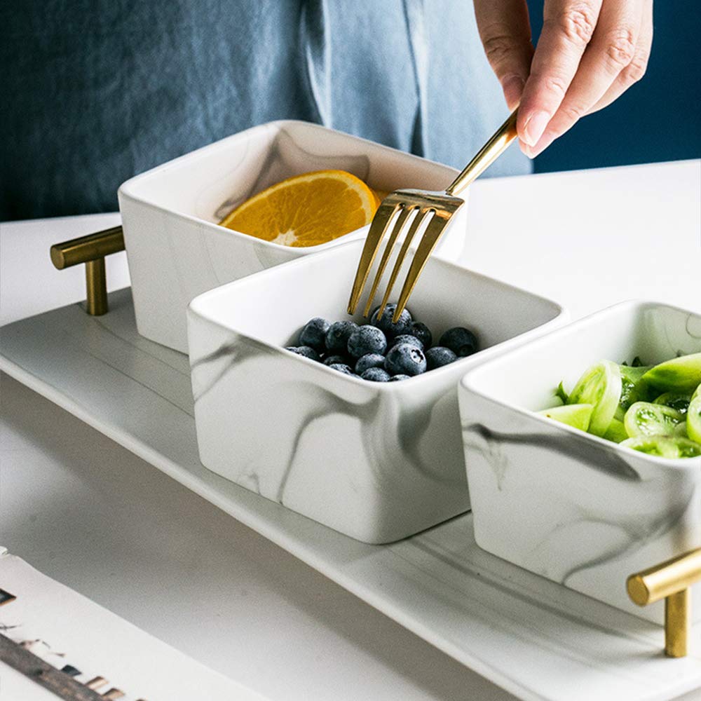 Lot de 6 plateaux inox - 3 compartiments à oreilles | Manutan Collectivités