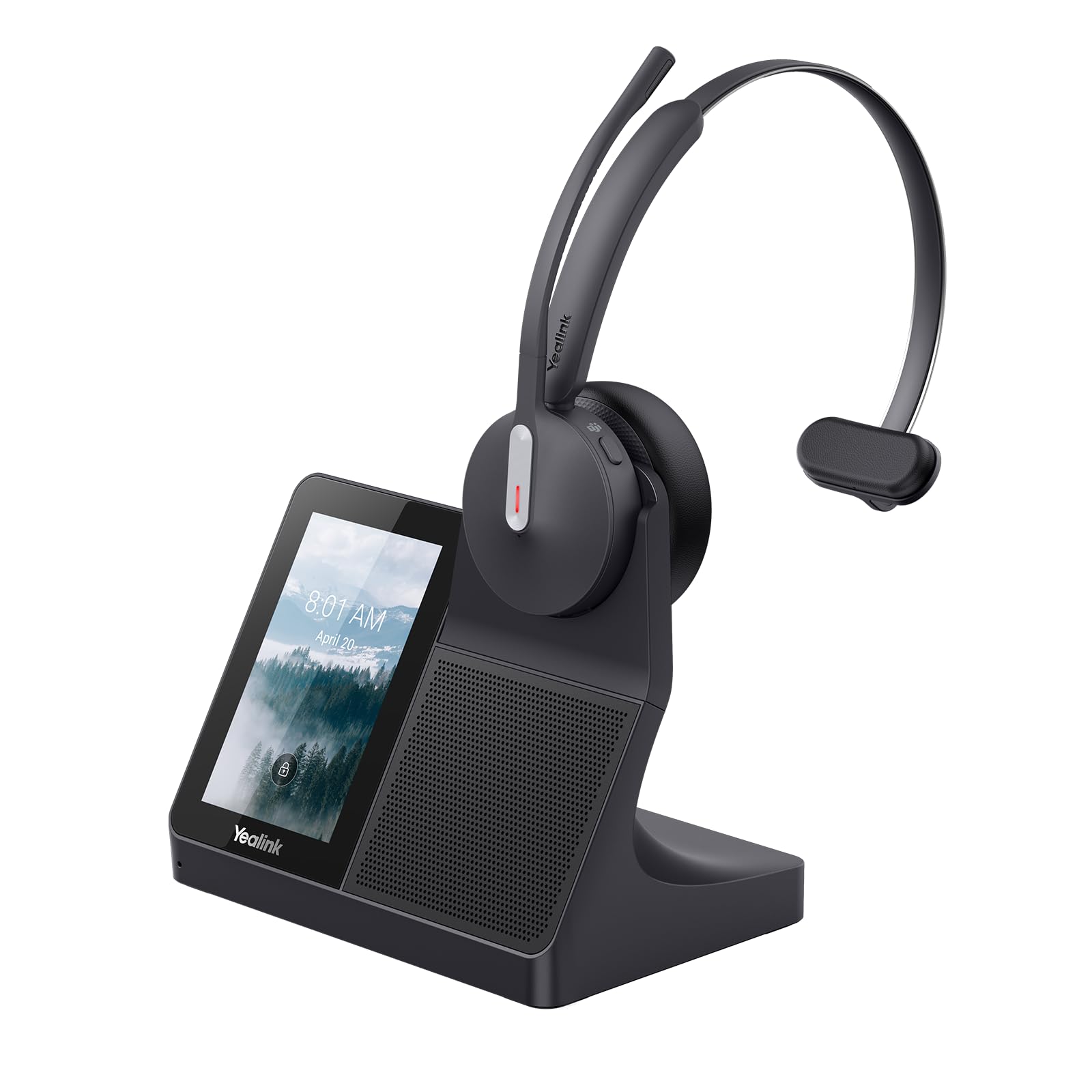 Yealink WH64 - Auriculares inalámbricos para estación de trabajo DECT con pantalla táctil de 4", mono