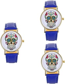 3 Peças Relógio De Cabeça De Caveira Relógio De Pulso Relógio Esportivo Para Mulheres Relógio De Pulso Feminino Pulseiras Femininas Pulseiras Femininas Pulseiras Femininas Relógio