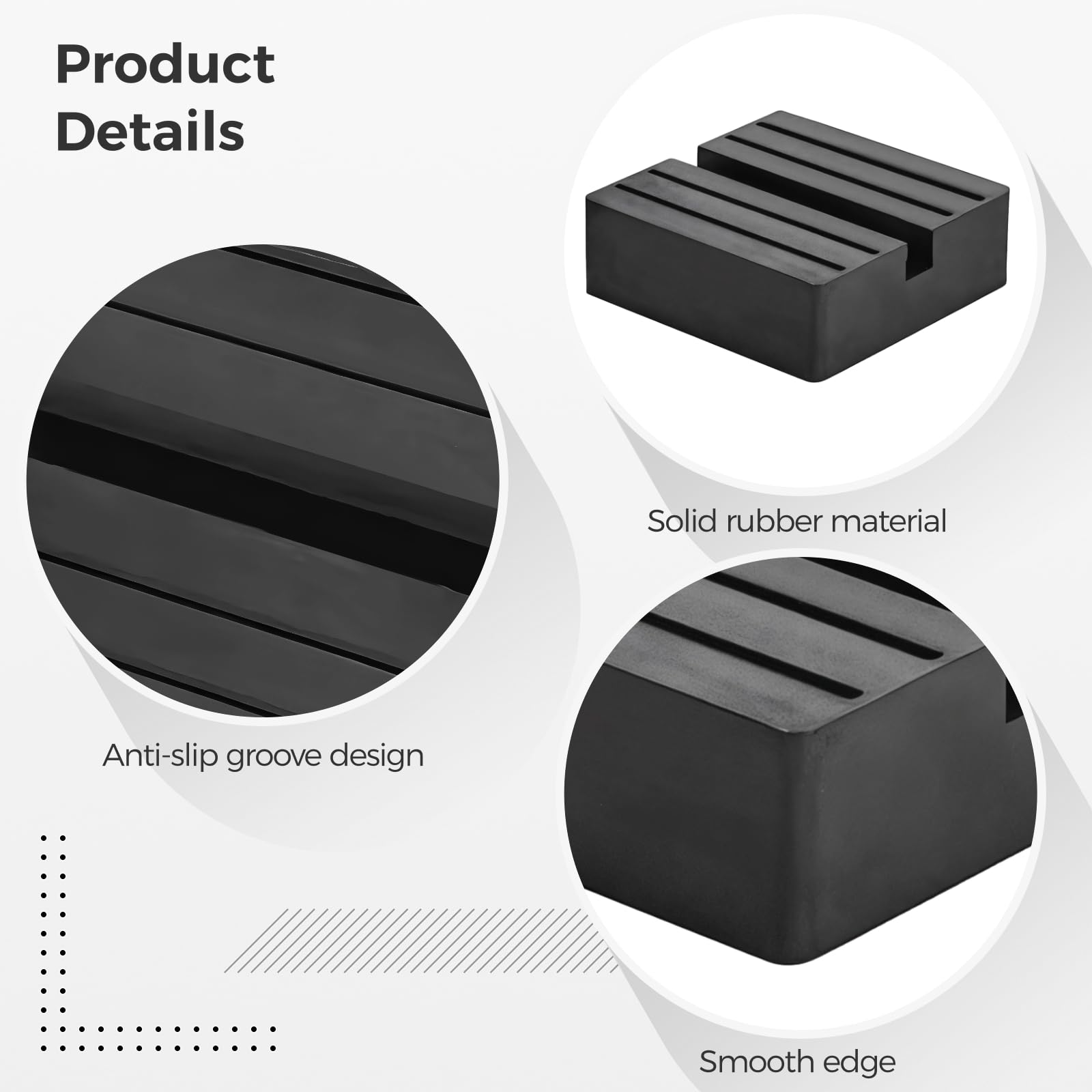 Wagenheber-Gummi-Pads, 7,5 x 7,5 x 2,5 cm, quadratischer Schlitz-Rahmen-Wagenheber-Pad-Adapter, schwarze Schienen-Quetsch-Schweißschützer für Autoheber, universelle Passform für die meisten Wagenheber
