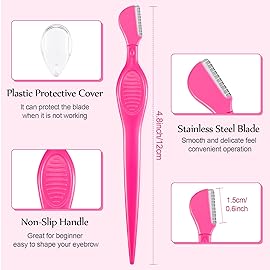 Mudder 21 Pcs Eyebrow Razor Eyebrow Shaver Facial Razor Multipurpose Face Trimmers with Precision Cover for Women Makeup Care Tools(Rose Red)