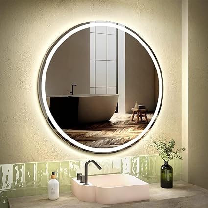 LUPPRA Round Wall Mounting Mirror with Light |Bathroom Mirror,Venity Mirror,Smart Mirror Size 24X24 inch| LED Mirror 3 Tone (Cool White, Natural White, Warm White).