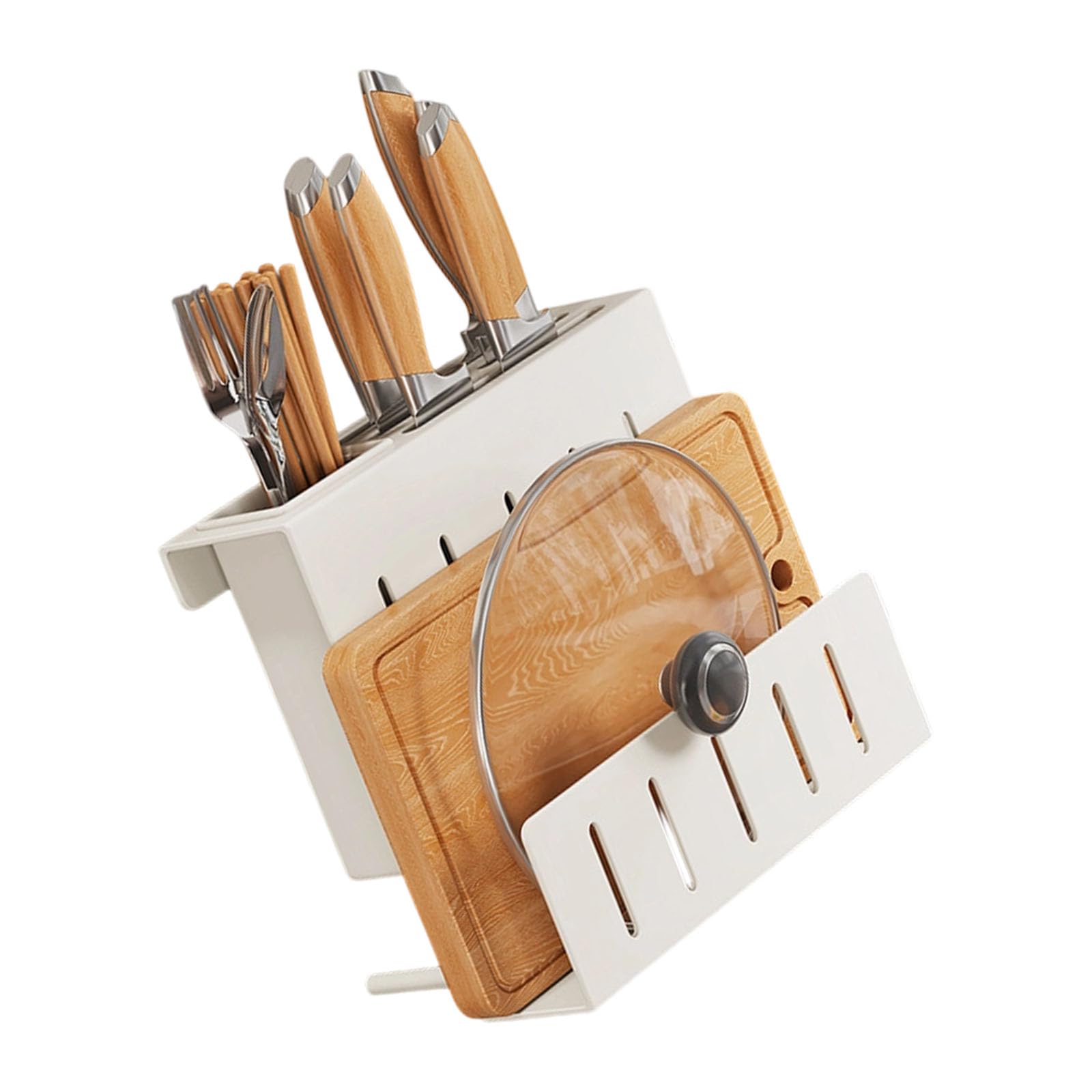 Zxfdsfdbnm Kitchen Storage Solution Carbon Steel Cutter Organizers with Multiple Compartment Design for Efficient Space Usage Wall Mount Cutter Rack