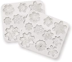 2 Pcs Fondant Silicone MOLDS, CNYMANY 20 Cavity 3D Christmas Snowflake Mould Sugarcraft Cake Decoration Cupcake Topper Crafting Projects Sugar Gum Paste Resin Polymer Clay Mold