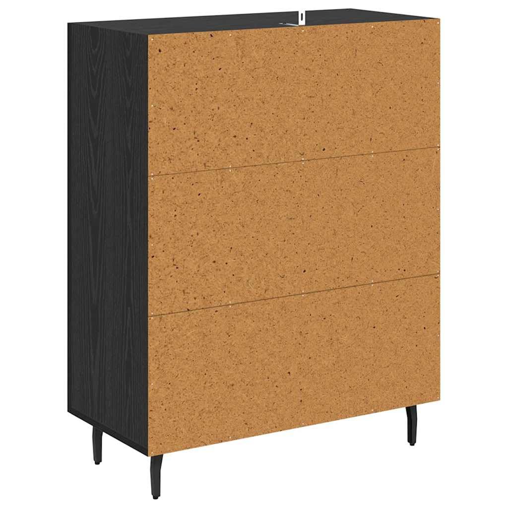 Credenza nera rovere 69,5 x 34 x 90 cm, materiale in legno con 2 ante, design moderno, grande spazio per soggiorno, sala da pranzo, corridoio e ufficio