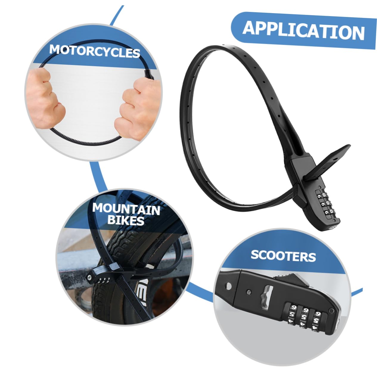 YARNOW Lucchetto Fascetta Combinata Per Mountain Bike e Scooter, Portatile, in Metallo, Leggero e Chiave, Protezione Antifurto Per Bici Da Ciclismo