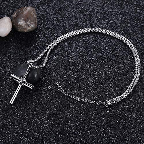 Rehoboth Baseball Bat Cross Pendant Necklace for Men Women with 24" Stainless Steel Chain Black Gold Silver3