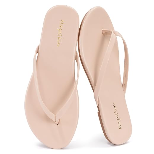 mazeskin Womens Memory Foam Flip Flops Flat Thong Sandals