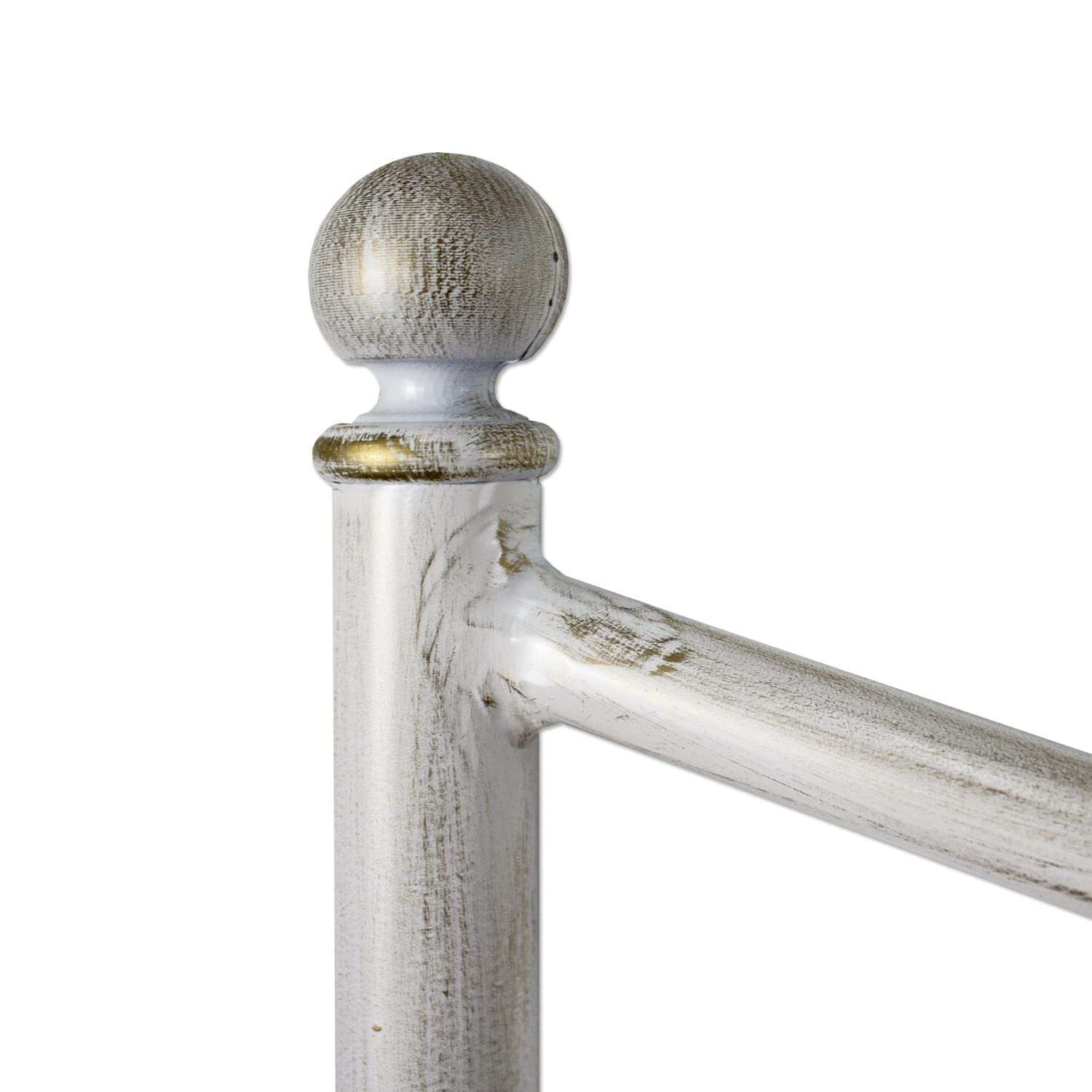 Genérico Cabecero de forja para Cama de 135 cm | Cabezal Matrimonio | Modelo Coín. (142 cm) Aprox Producto Artesanal | El Herrero (Blanco con Pátina Oro)