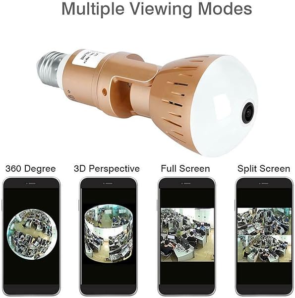Lampadina WiFi telecamera IP panoramica wireless intelligente con base E27 sorveglianza di sicurezza per visione notturna audio bidirezionale con rilevamento del movimento 1080PBulb