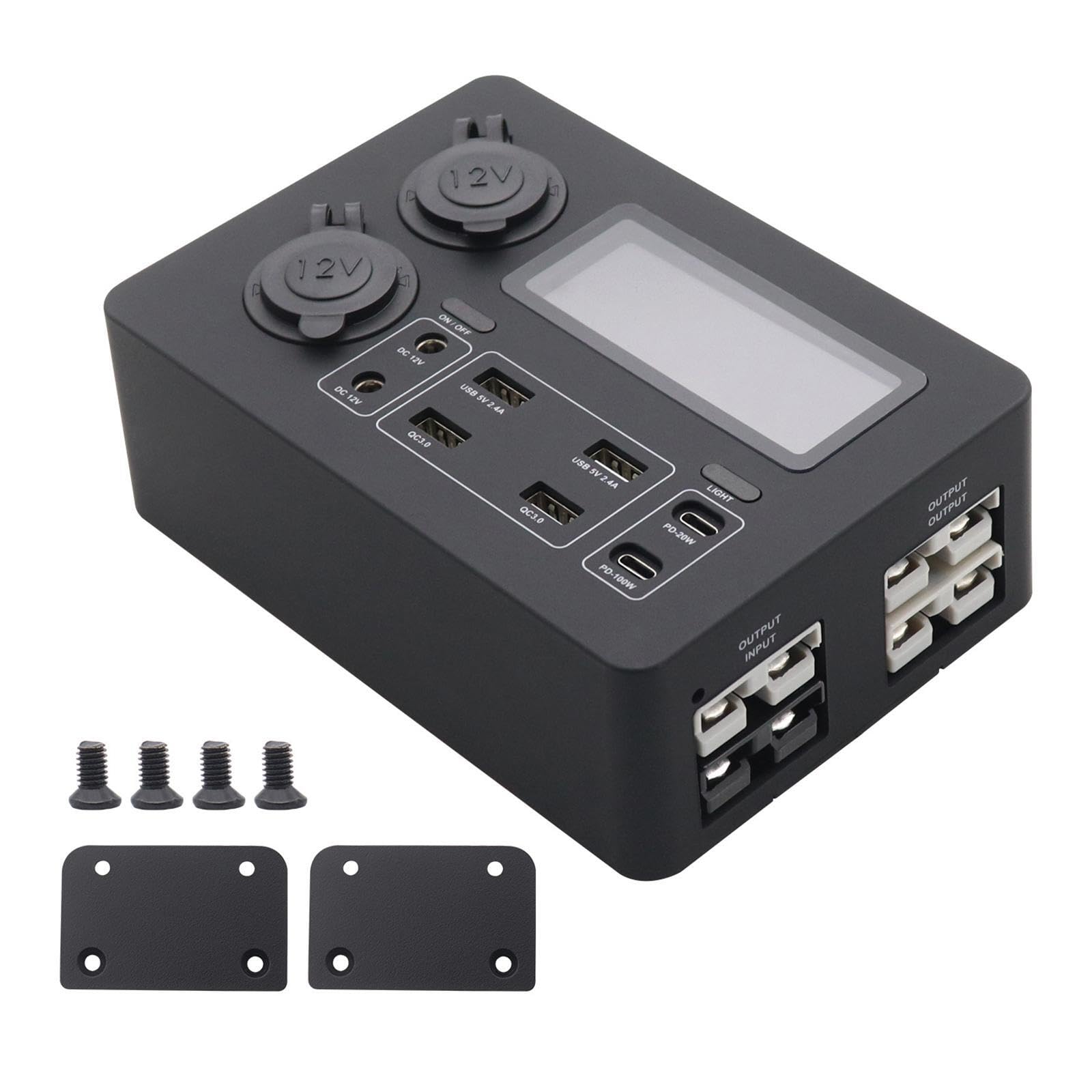 Caricabatterie portatile multipresa DC12V con porte USB per camper e campeggio all'aperto, 4 ingressi/uscite, accessori per casa, ufficio, viaggi, Scatola di alimentazione, 16.6x11.7x5.7