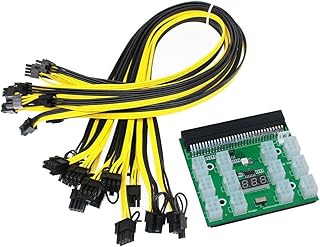 Kit de carte de dérivation pour module d'alimentation avec 12 câbles d'alimentation 6 broches vers (6 + 2) 8 broches pour 1200 W 750 W PSU GPU minage Ethereum (B)