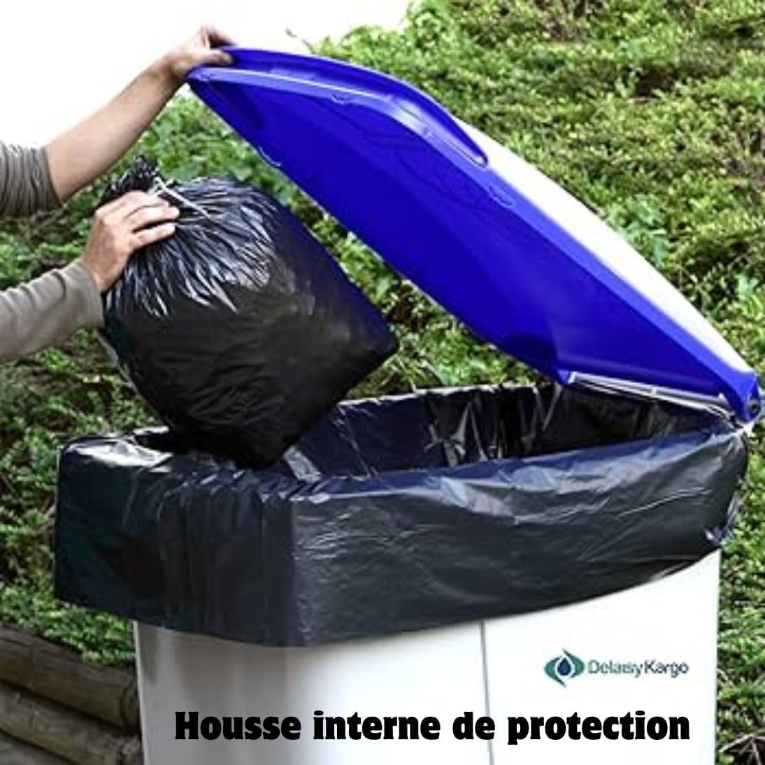 Lot de 10 Sacs Poubelle 240L [ Doublures de Container 2 Roues + Sangle de Fixation | Anti Salissures - Anti Odeur | Résistant - Anti Fuites | Fabriqué en Europe (240 LITRES)