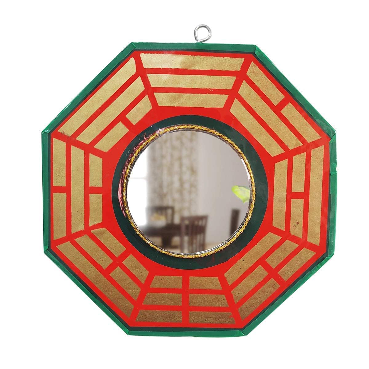 Bagua Mirror for Vastu Feng Shui Convex Mirror for Positive Energy, Protection Wall Door Hanging for Home and Office (8 Inches)-image-0
