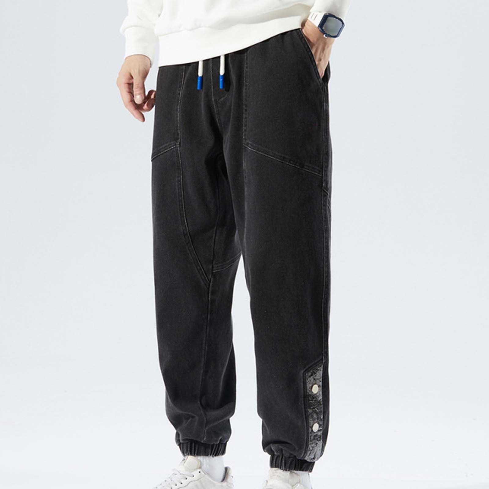 Pantalones Hombre Vaqueros-Pantalones Vaqueros de Moda para Hombre, Bordados, Tallas Grandes, con cordón, Pantalones de Trabajo para Hombre