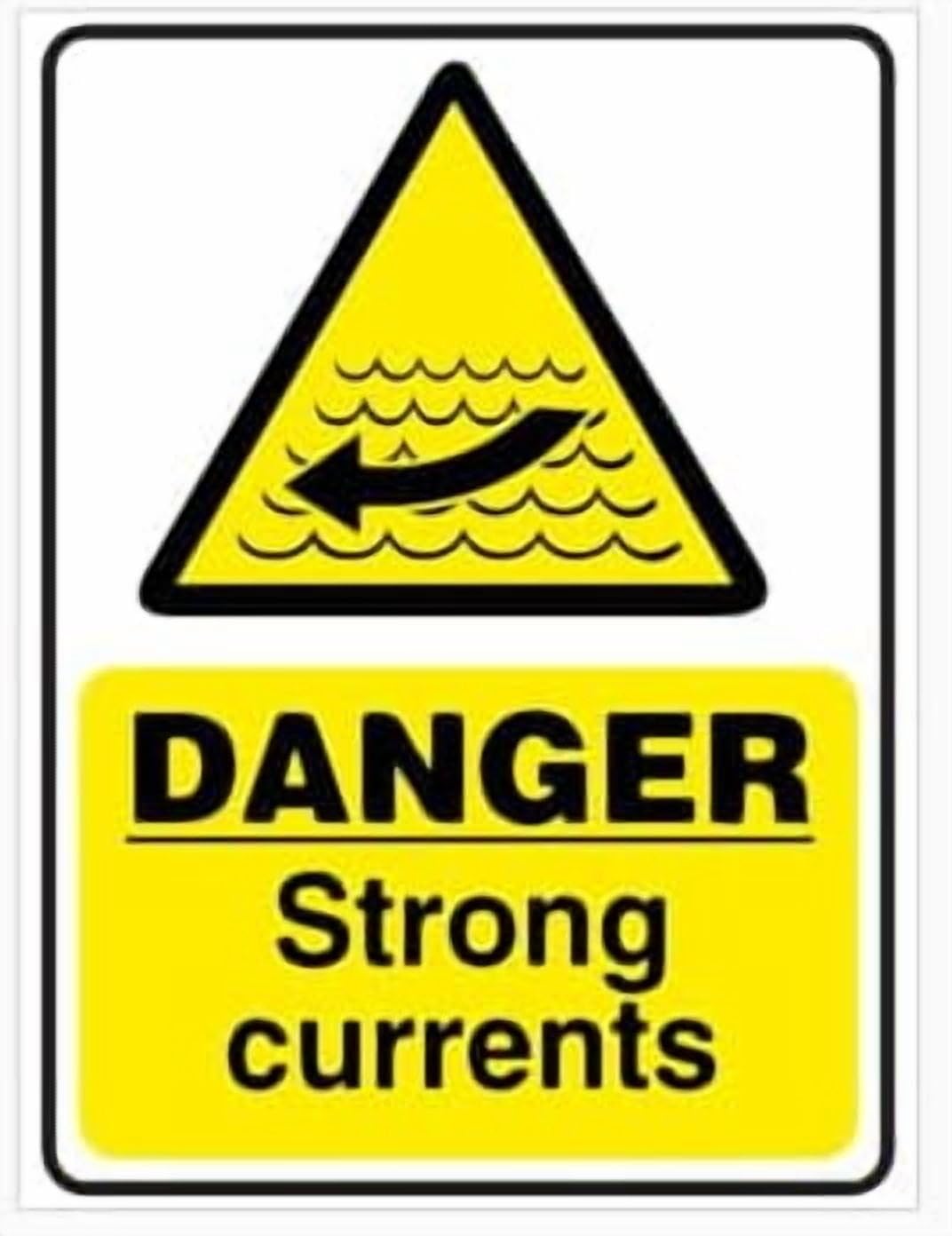 (2-Pack) Metal Tin Sign DANGER STRONG CURRENTS Sign 8 x 12 inch for Industrial & Commercial Series