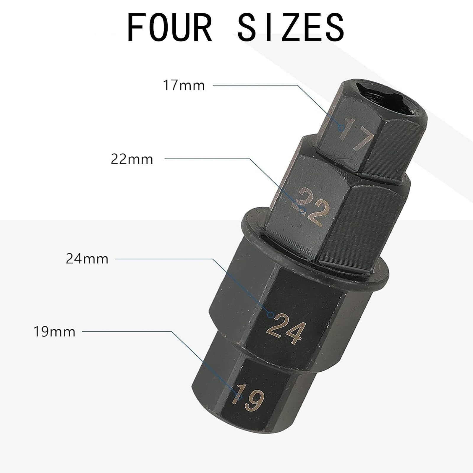 Herramienta de Eje Hexagonal para Moto, Juego 4-en-1 Llave Allen 17-24mm para Extracción Rueda - Compacto & Duradero