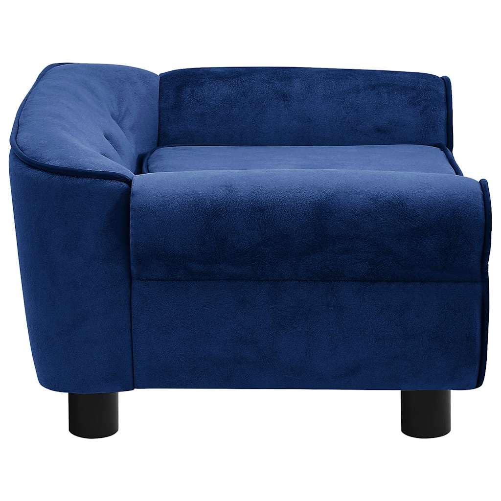 Sofa dla psa niebieska, 72 x 45 x 30 cm, pluszowa z drewnianą ramą, miękkie legowisko dla małych psów i kotów, poszewka na poduszkę, antypoślizgowa nóżka, przytulne miejsce odpoczynku w