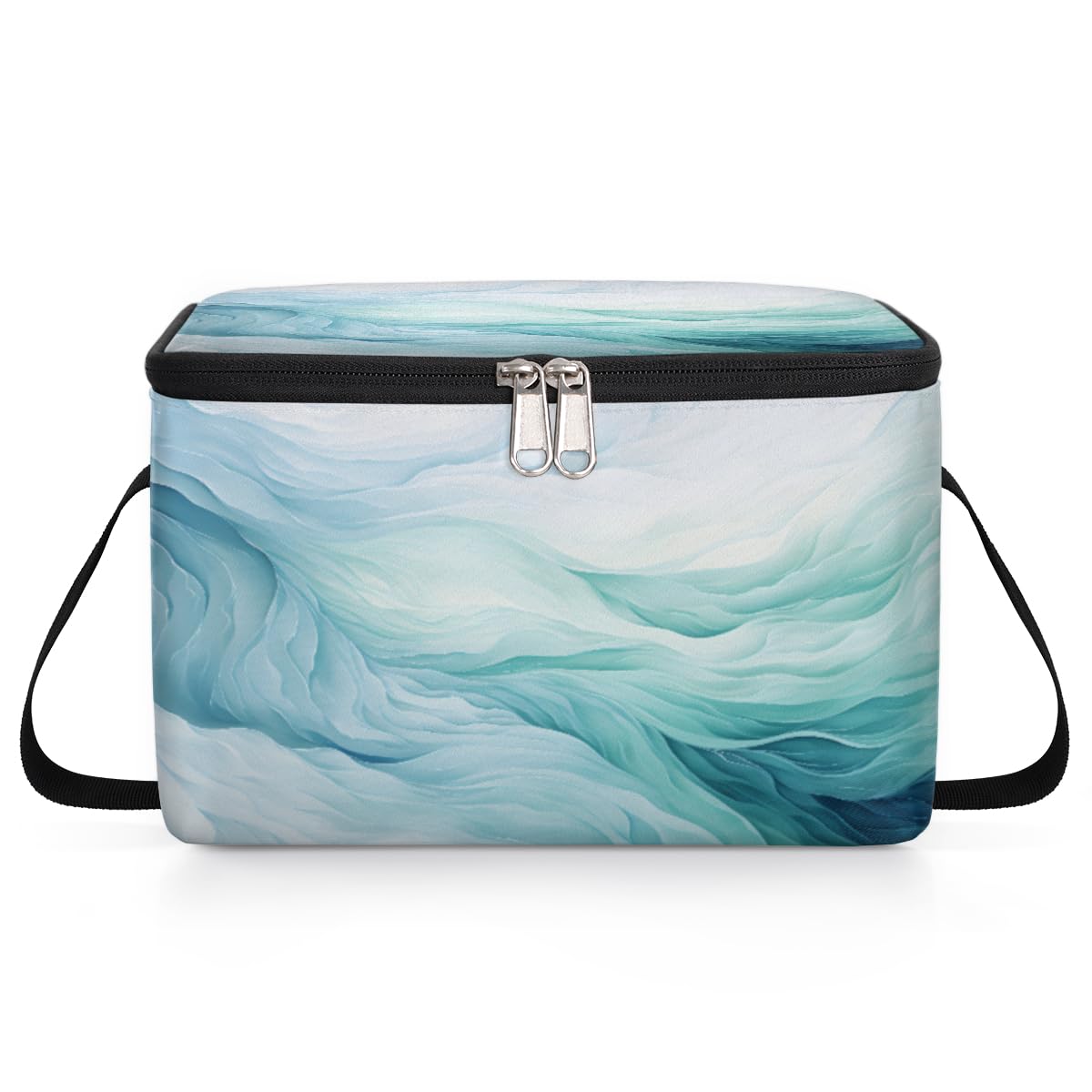 GzLeyigou Watercolor Texture Lunch Bags for Women Men 9 Cans, Hot & Cold Food Delivery Bag Insulated Grocery Bag Insulated Lunch Box Blue Gradient Cooler Bag for Office Work Picnic Beach