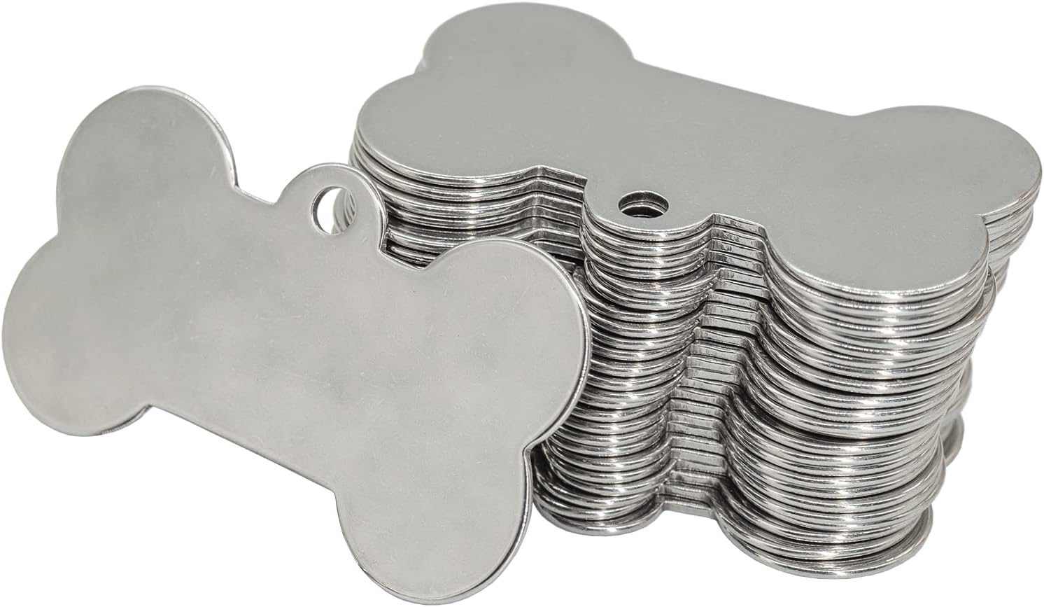 Bone Shape Engraving Blank Dog Tags 304 Stainless Steel Stamping Blanks 1.96inchx1.1inch 25 Pack