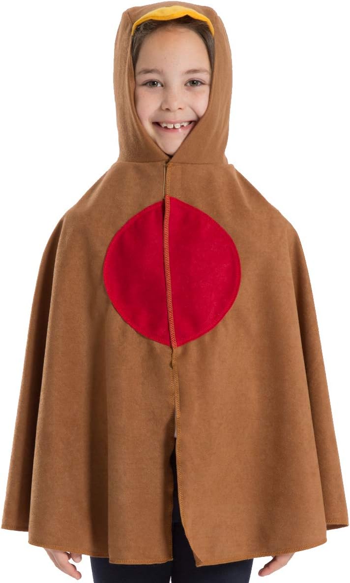 Charlie Crow Robin red breast cape costume for kids. One Size. Fits 3-8 Years.