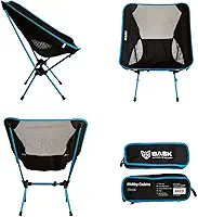 BASK Cadeira Dobrável Ultralight de Alumínio – 1 kg, Compacta 37×13 cm, 150 kg de Capacidade, Portátil para Camping, Praia e Trilhas