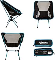 BASK Cadeira Premium Dobrável Ultralight de Alumínio – 1 kg, Compacta 37×13 cm, 150 kg de Capacidade, Portátil para Camping, Praia e Trilhas