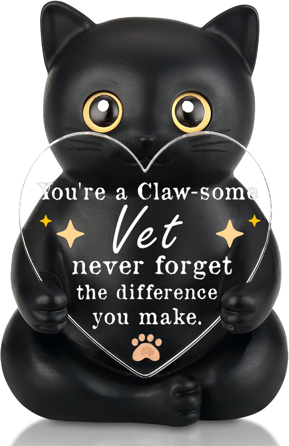WINOESHE Veterinarian Appreciation Black Cat Figurine, Thank You Gift for Animal Doctors, Vet Clinic Recognition Present, Pet Hospital Staff Encouragement Desk Decor, HDS23