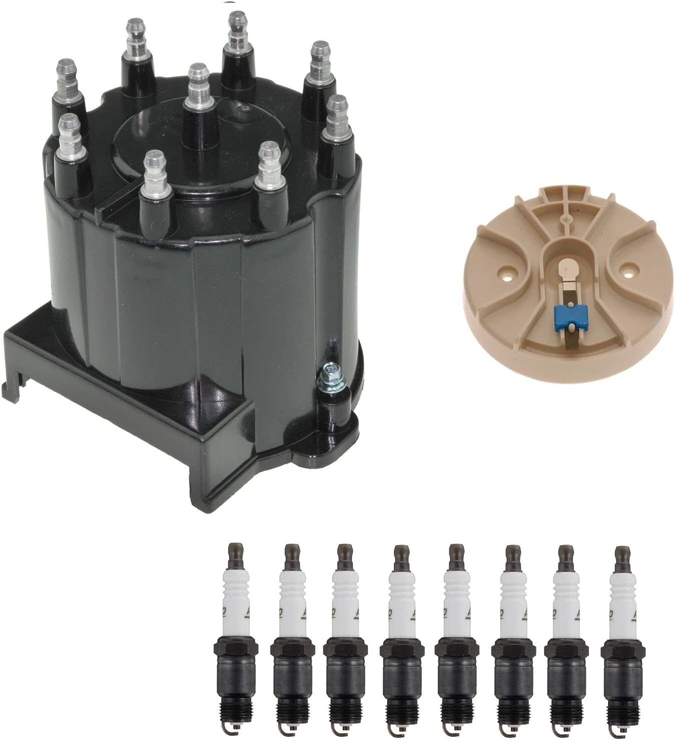 Replacement Distributor Rotor Cap and Spark Plugs Kit For GMC G3500 7.4L V8 1996 VIN N