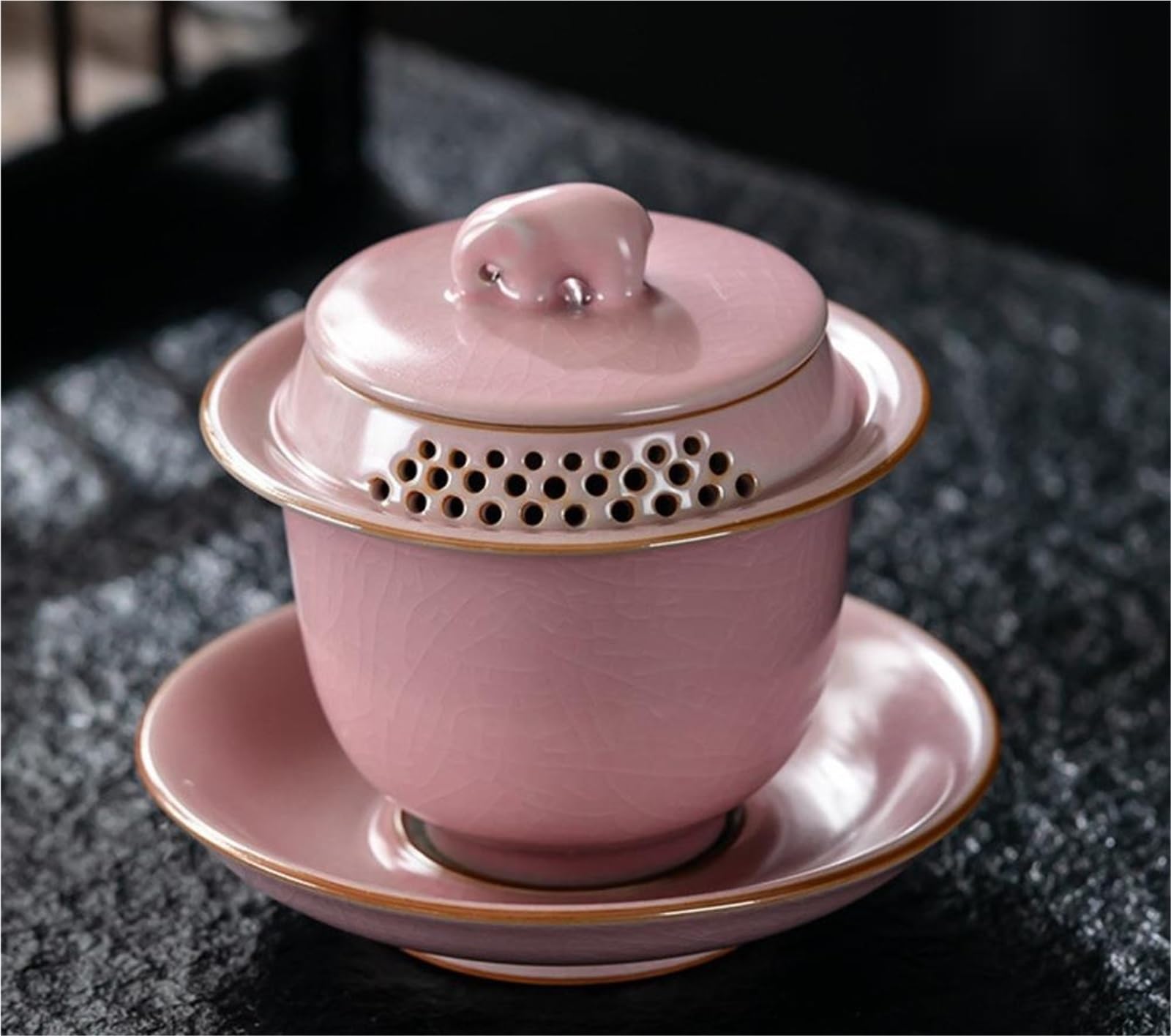Filiżanka do herbaty, chińskie filiżanki do herbaty, 150 ml, ręcznie robiony filtr z porcelany Gaiwan, dzbanek do herbaty, waza do parzenia herbaty, miska do ceremonii parzenia herbaty (fioletowy)