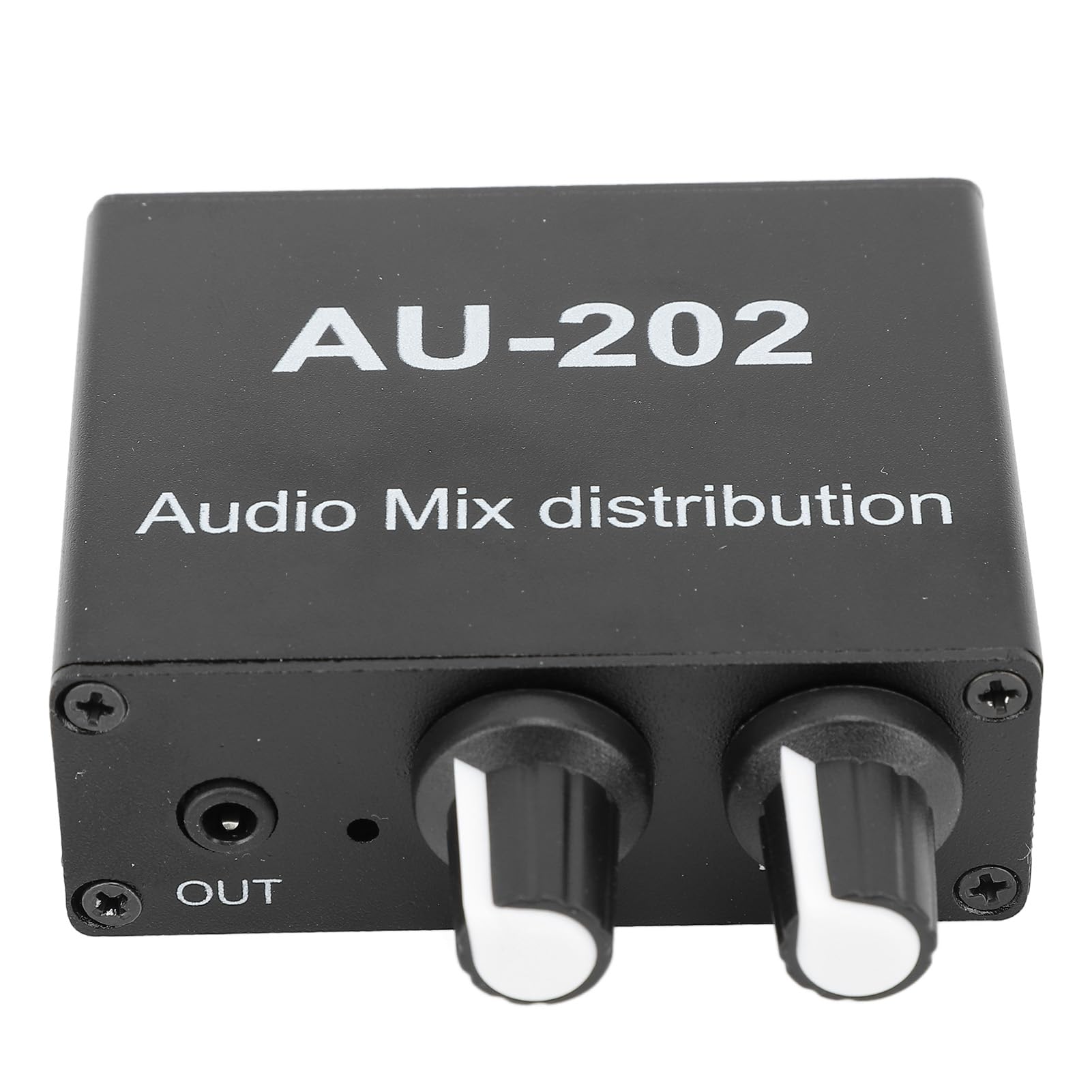 Small Sound Mixer, 2 in 2 Out Metal Construction, Portable Stereo Mixer DC 5-24V 3.5mm for PC for Speakers