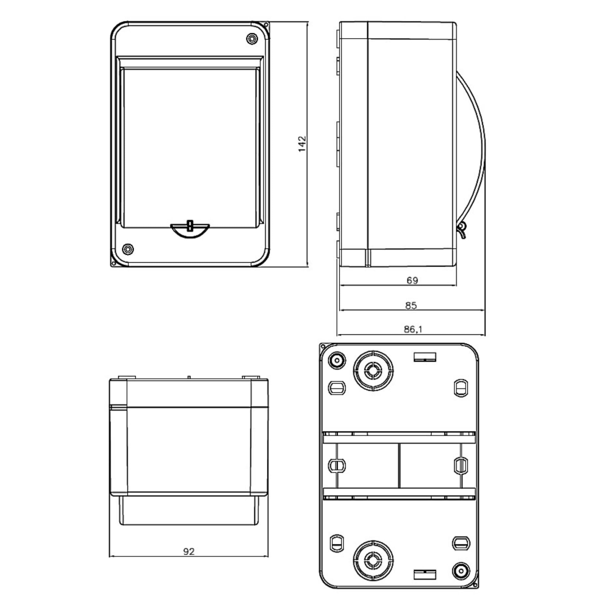 Caja Distribucion Electrica Modular Carcasa Plástica IP40 Caja Estanca Exterior Electrica con Tapa Ahumada - Cuadro Electrico Superficie con N+PE 1 Fila (4 módulos)