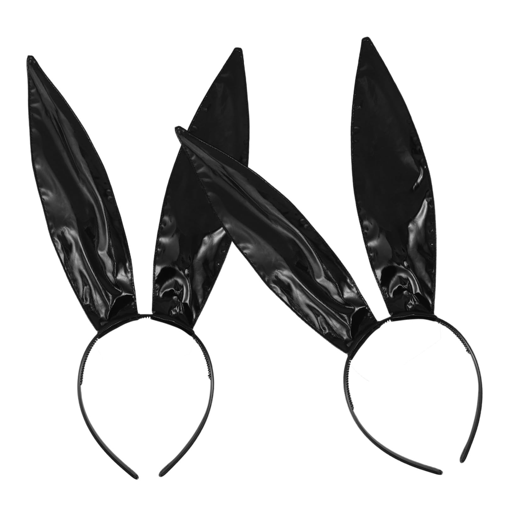 Beaupretty 8 Pièces Bandeaux Oreilles de Lapin Cuir Synthétique Noir Accessoires de Fête Halloween et pour Femmes Bandeaux Cosplay et Photographie