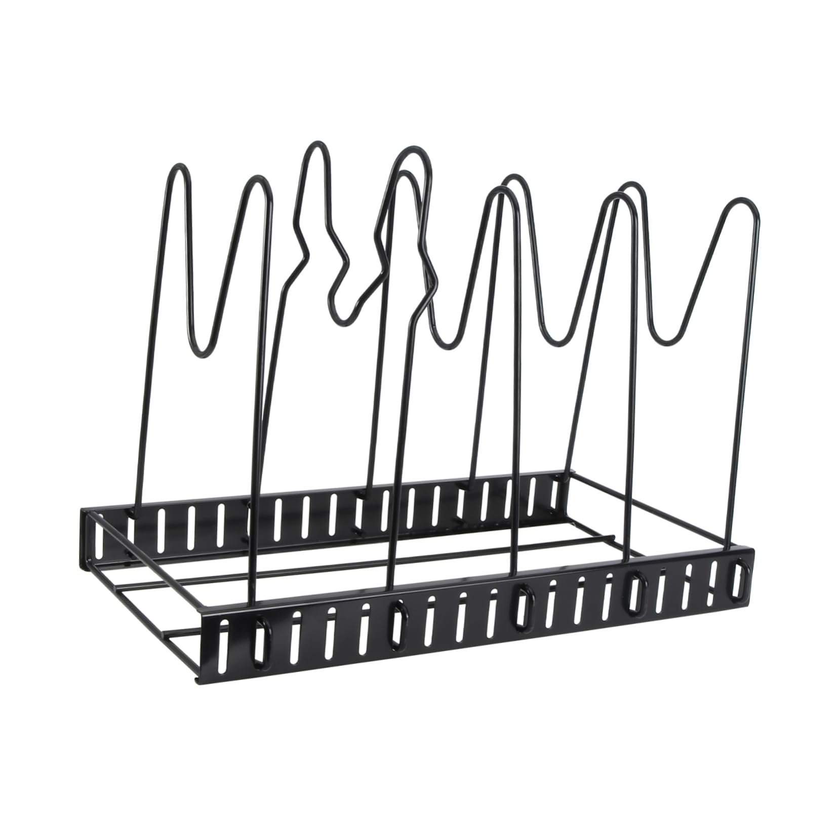 OFFSCH 1 Set Multifunctional Kitchen Storage Rack Black Pot Cover Holder for Utensils Easy to Clean Organizer for Home and Restaurant Use Material