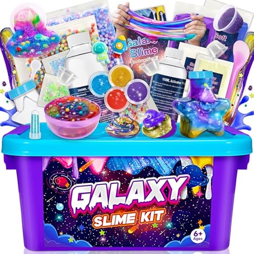 Hapikids Schleim Selber Machen Set, Schleim Kinder Geschenk Mädchen Junge | Spielzeug Mädchen Junge 6 7 8 9 10 11 12 Jahre Galaxy Slime Set zum Selbermachen Geschenkideen DIY Set K