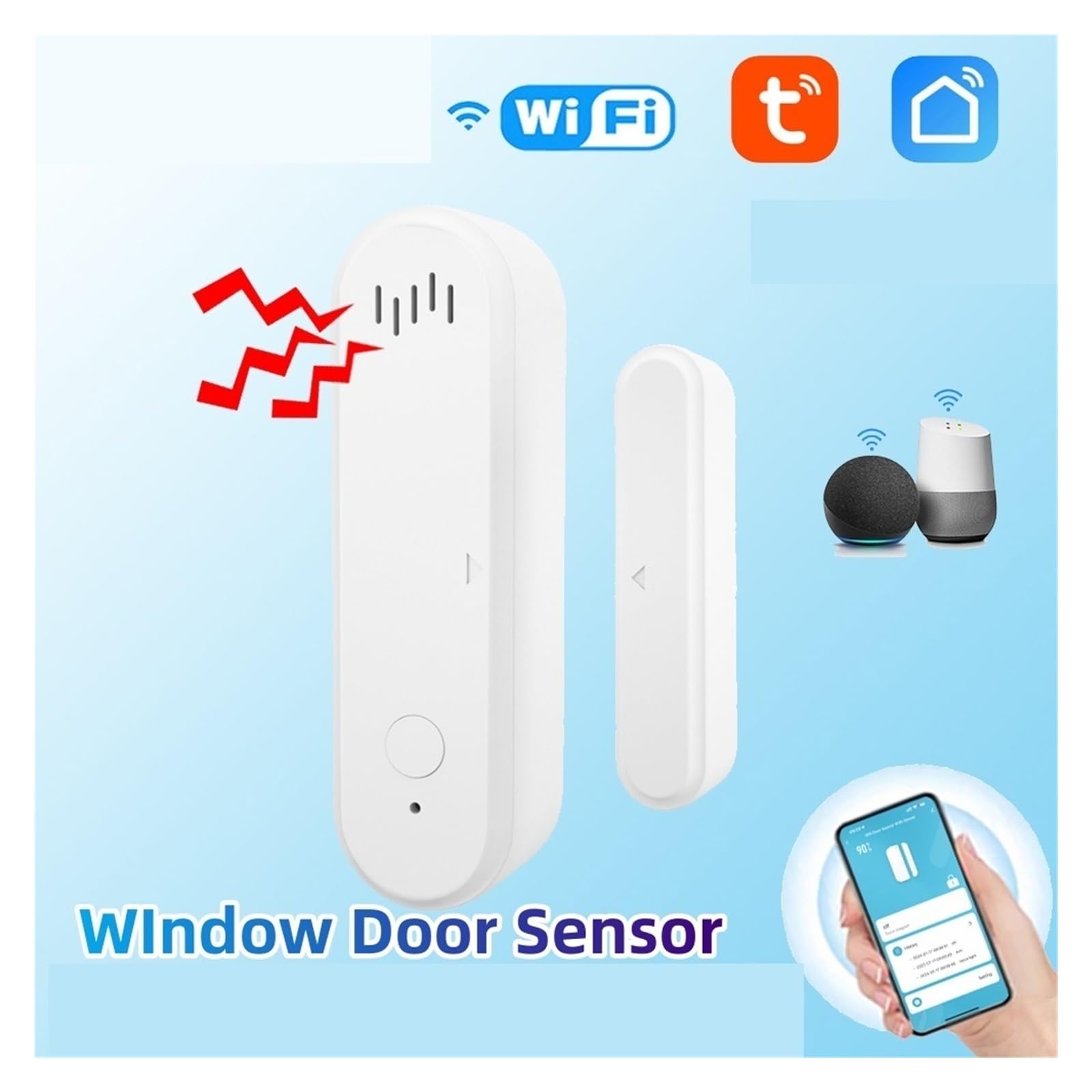 Sensor de puerta y ventana Tuya, detectores inteligentes de puerta abierta/cerrada, sist-ema de alarma de seguridad for el hogar, escena de alerta independiente, sirena de 80dB(4PCS)