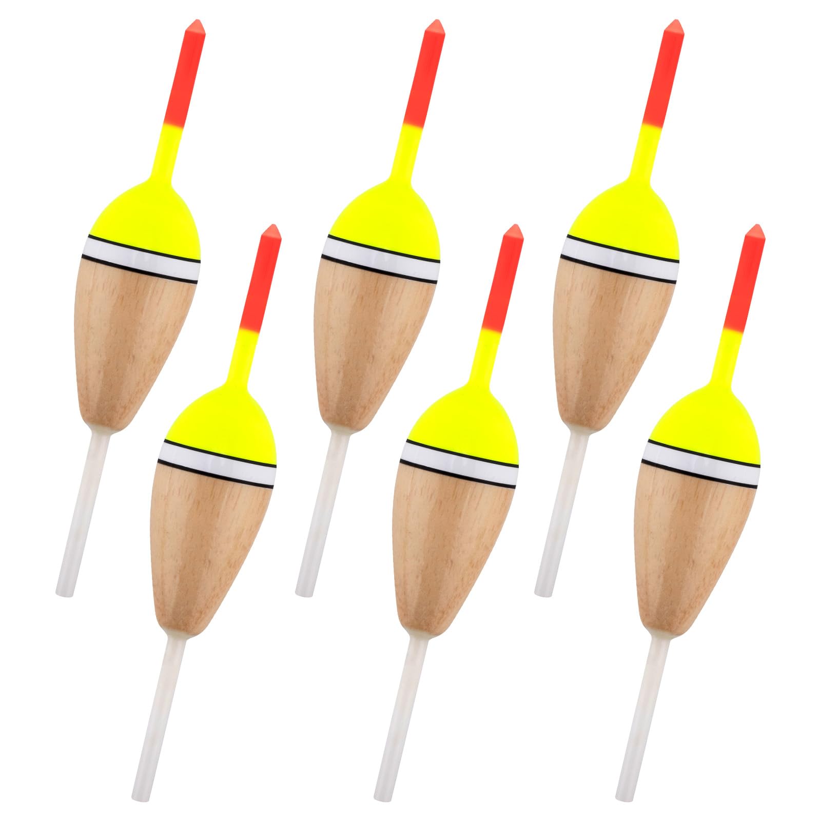 Dr.Fish 6 Pack Fishing Bobber Floats Balsa Wood Slip Bobbers for Fishing Crappie Trout Bass Bluegill Panfish Catfish Walleye