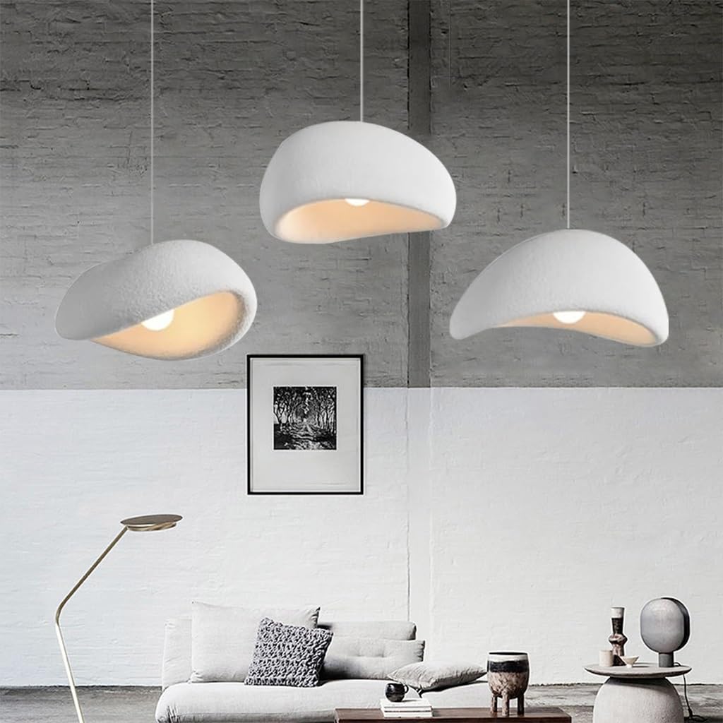 Kreative Wabi Sabi Pendelleuchte E27 Moderne 3 Flammig Weiße Hängeleuchte Unregelmäßiges Design Höhenverstellbar Kronleuchter Für Esstisch Wohnzimmer Esszimmer Innenbeleuchtung Heimdekoration(B)