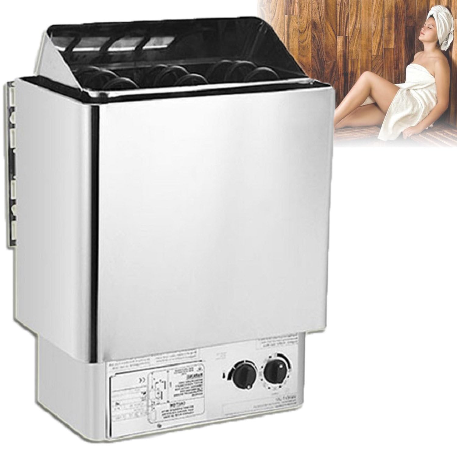 Estufa de sauna eléctrica de acero inoxidable, estufa de sauna para baño de vapor, equipo de calefacción para sala de vapor de sauna, calentador de estufa de sauna con controlador interno 9.0KW/380V