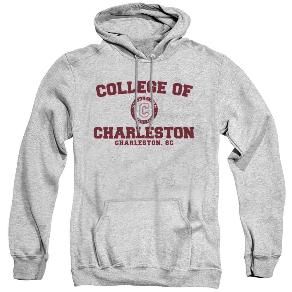 College of Charleston Official Circle Logo Unisex Adult Pull-Over Hoodie, Athletic Heather, Medium