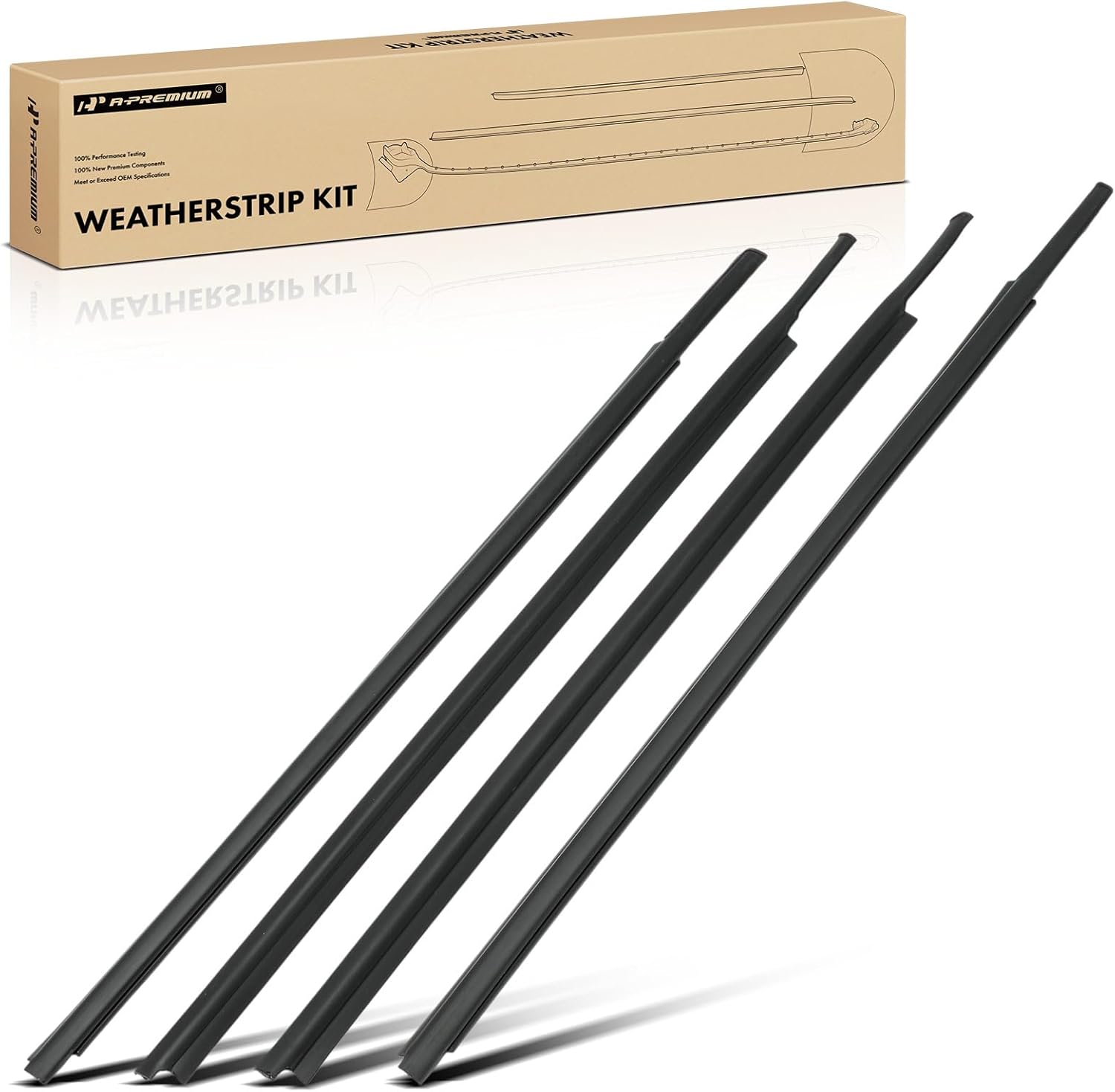 A-Premium 4PCS Window Molding Trim Weather Stripping Kit Compatible with Suzuki SX4 2007-2014, Replaces 8382156K00000, 8381156K00000