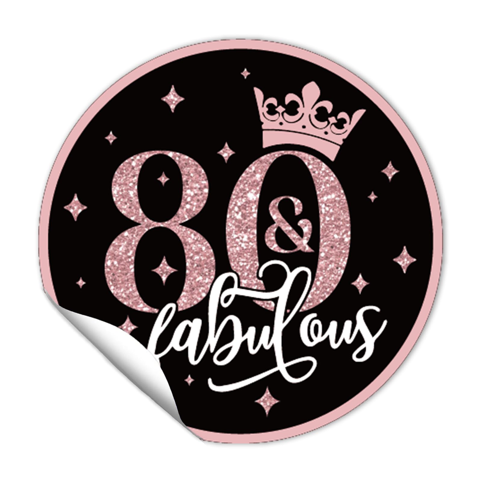 Autocollants 80e anniversaire or rose REWIDPARTY scrapbooking et etiquette fermeture enveloppe