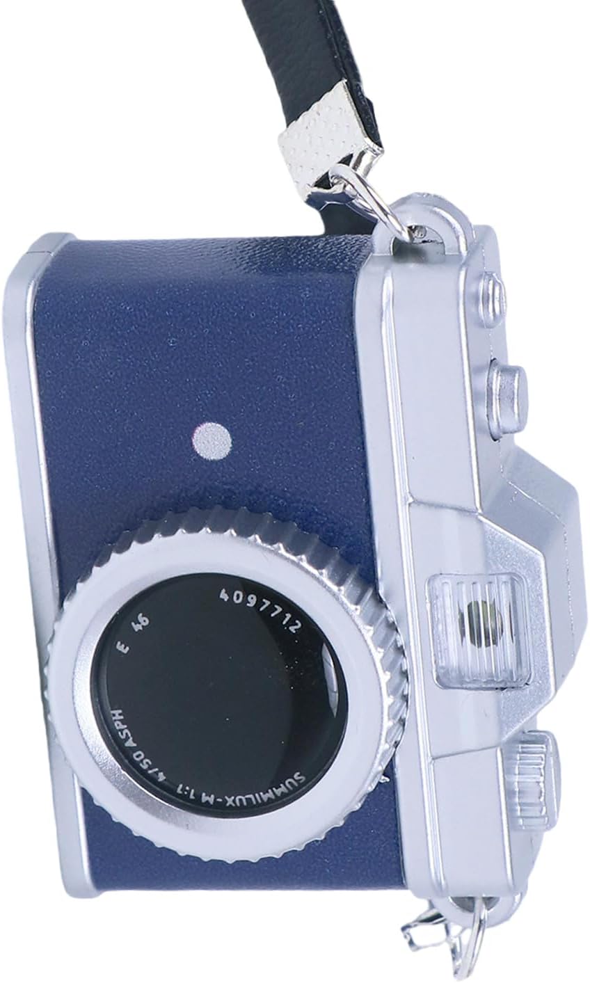 Vintage Miniature Camera Keychain Ornament with LED Light and Sound Effect Design for Travel Photography Enthusiasts