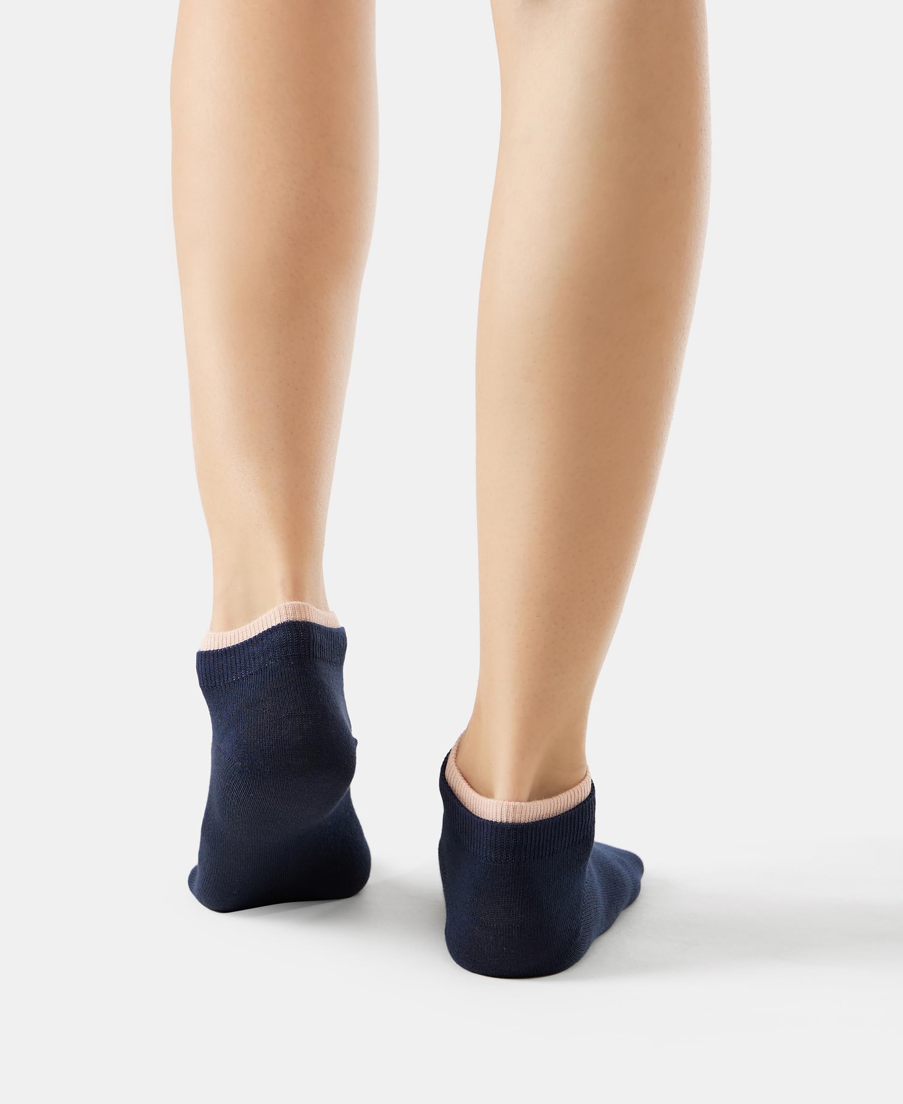 Jockey 7491 Women's Compact Cotton Stretch Solid Regular Low Show Socks With Stay Fresh Treatment (Pack Of 2)_Rose Smoke & Navy_Free Size - Image 9 thumbnail
